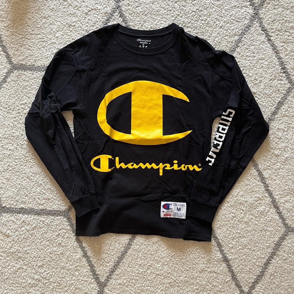 CHAMPION SUPREME long sleeve black and yellow shirt size medium